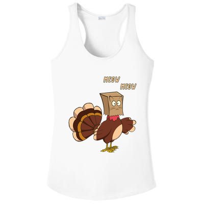 Meow Funny Thanksgiving Turkey Cat Lover Ladies PosiCharge Competitor Racerback Tank