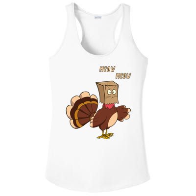 Meow Funny Thanksgiving Turkey Cat Lover Ladies PosiCharge Competitor Racerback Tank