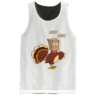 Meow Funny Thanksgiving Turkey Cat Lover Mesh Reversible Basketball Jersey Tank