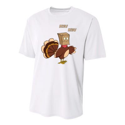 Meow Funny Thanksgiving Turkey Cat Lover Youth Performance Sprint T-Shirt