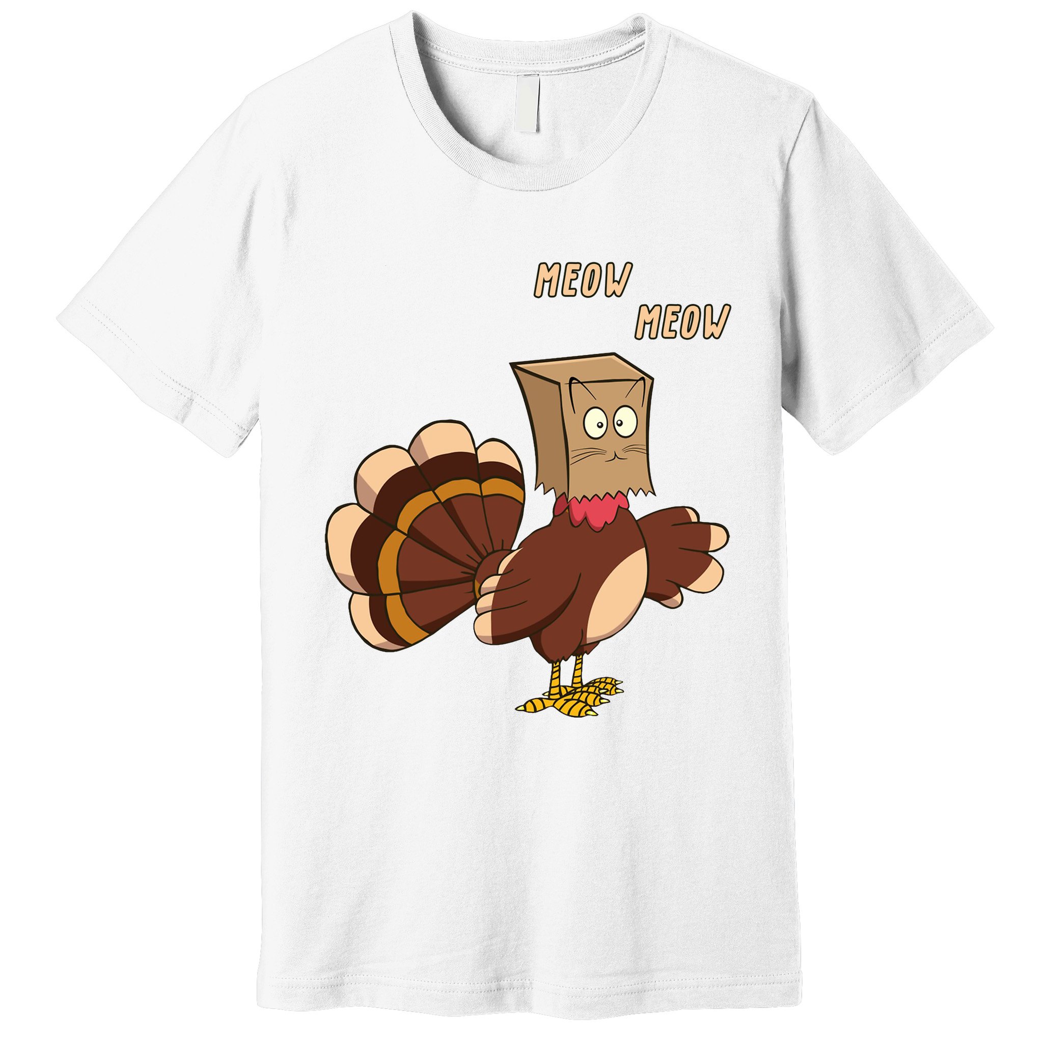 Meow Funny Thanksgiving Turkey Cat Lover Premium T-Shirt