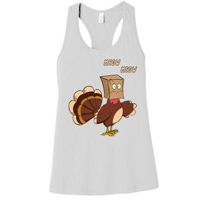 Meow Funny Thanksgiving Turkey Cat Lover Women's Racerback Tank