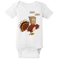 Meow Funny Thanksgiving Turkey Cat Lover Baby Bodysuit