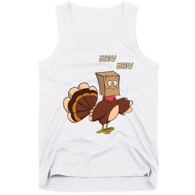 Meow Funny Thanksgiving Turkey Cat Lover Tank Top
