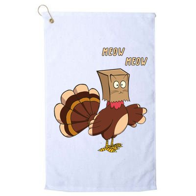 Meow Funny Thanksgiving Turkey Cat Lover Golf Towel