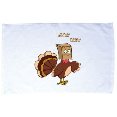 Meow Funny Thanksgiving Turkey Cat Lover Microfiber Hand Towel
