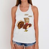 Meow Funny Thanksgiving Turkey Cat Lover Women's Knotted Racerback Tank