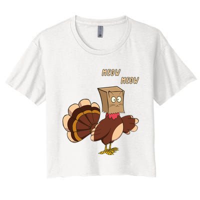 Meow Funny Thanksgiving Turkey Cat Lover Crop Top