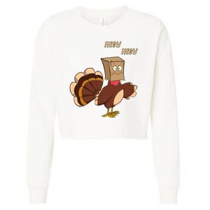 Meow Funny Thanksgiving Turkey Cat Lover Cropped Pullover Crew