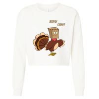 Meow Funny Thanksgiving Turkey Cat Lover Cropped Pullover Crew