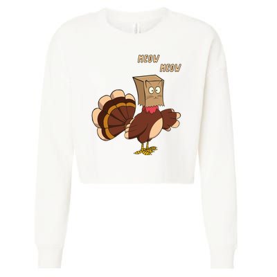 Meow Funny Thanksgiving Turkey Cat Lover Cropped Pullover Crew