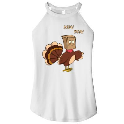 Meow Funny Thanksgiving Turkey Cat Lover Women’s Perfect Tri Rocker Tank