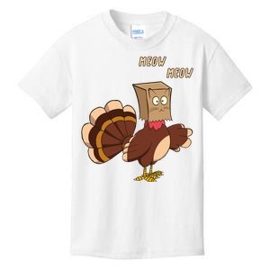 Meow Funny Thanksgiving Turkey Cat Lover Kids T-Shirt