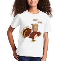 Meow Funny Thanksgiving Turkey Cat Lover Kids T-Shirt