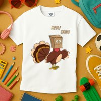 Meow Funny Thanksgiving Turkey Cat Lover Kids T-Shirt