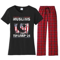 Muslims For Trump 2024 Donald Trump 2024 Elections Usa Flag Premium Women's Flannel Pajama Set