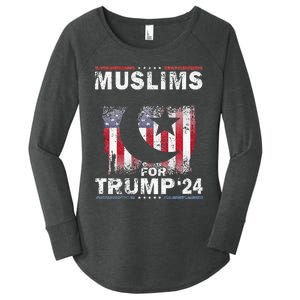 Muslims For Trump 2024 Donald Trump 2024 Elections Usa Flag Premium Women's Perfect Tri Tunic Long Sleeve Shirt