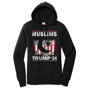 Muslims For Trump 2024 Donald Trump 2024 Elections Usa Flag Premium Women's Pullover Hoodie