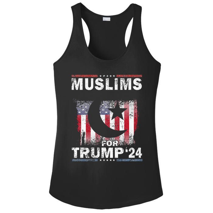 Muslims For Trump 2024 Donald Trump 2024 Elections Usa Flag Premium Ladies PosiCharge Competitor Racerback Tank