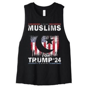 Muslims For Trump 2024 Donald Trump 2024 Elections Usa Flag Premium Women's Racerback Cropped Tank