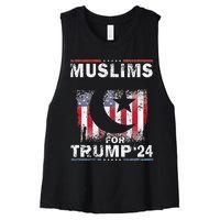 Muslims For Trump 2024 Donald Trump 2024 Elections Usa Flag Premium Women's Racerback Cropped Tank