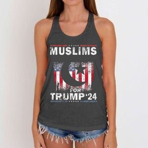 Muslims For Trump 2024 Donald Trump 2024 Elections Usa Flag Premium Women's Knotted Racerback Tank