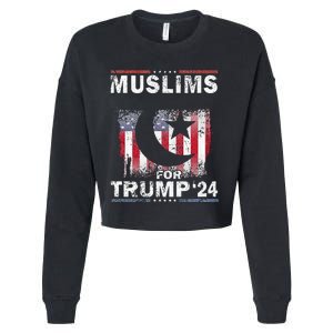 Muslims For Trump 2024 Donald Trump 2024 Elections Usa Flag Premium Cropped Pullover Crew