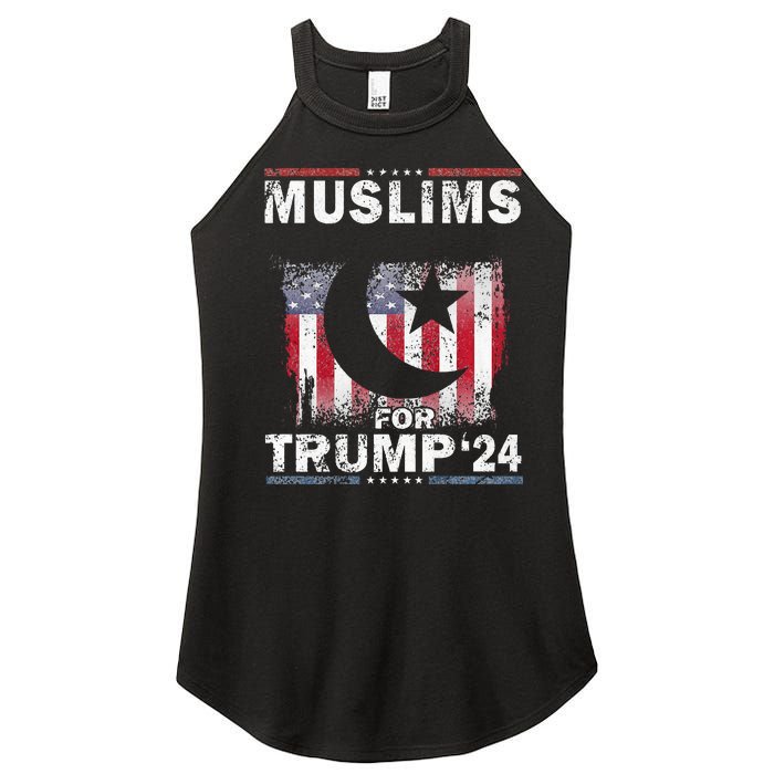 Muslims For Trump 2024 Donald Trump 2024 Elections Usa Flag Premium Women's Perfect Tri Rocker Tank