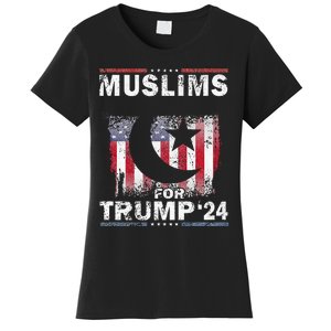 Muslims For Trump 2024 Donald Trump 2024 Elections Usa Flag Premium Women's T-Shirt