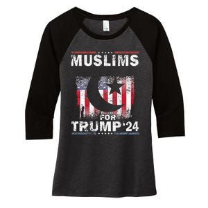 Muslims For Trump 2024 Donald Trump 2024 Elections Usa Flag Premium Women's Tri-Blend 3/4-Sleeve Raglan Shirt