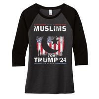 Muslims For Trump 2024 Donald Trump 2024 Elections Usa Flag Premium Women's Tri-Blend 3/4-Sleeve Raglan Shirt