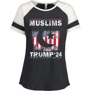 Muslims For Trump 2024 Donald Trump 2024 Elections Usa Flag Premium Enza Ladies Jersey Colorblock Tee