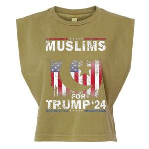 Muslims For Trump 2024 Donald Trump 2024 Elections Usa Flag Premium Garment-Dyed Women's Muscle Tee