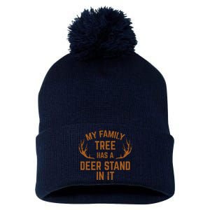 My Family Tree Has A Deer Stand In It Hunting Pom Pom 12in Knit Beanie