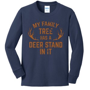 My Family Tree Has A Deer Stand In It Hunting Kids Long Sleeve Shirt