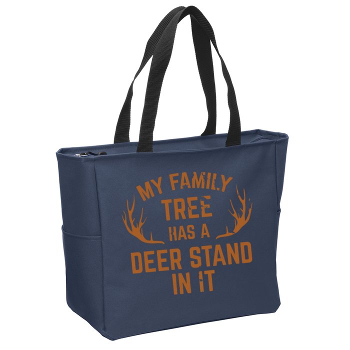 My Family Tree Has A Deer Stand In It Hunting Zip Tote Bag