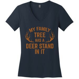 My Family Tree Has A Deer Stand In It Hunting Women's V-Neck T-Shirt