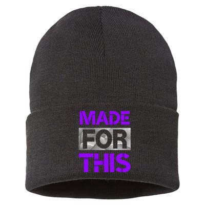 Made For This Purple Color Graphic Sustainable Knit Beanie