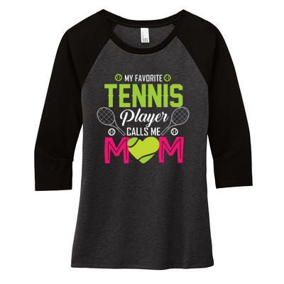 My Favorite Tennis Player Calls Me Mom Funny Gift Women's Tri-Blend 3/4-Sleeve Raglan Shirt