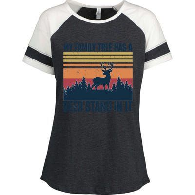 My Family Tree Has A Deer Stand In It Vintage Deer Hunting Premium Enza Ladies Jersey Colorblock Tee