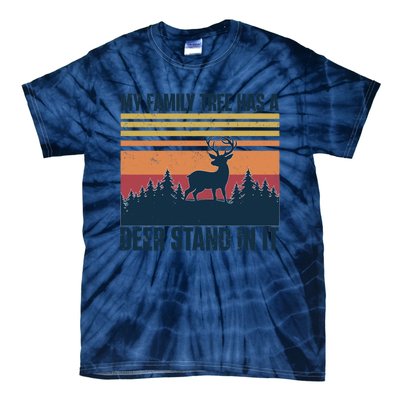 My Family Tree Has A Deer Stand In It Vintage Deer Hunting Premium Tie-Dye T-Shirt