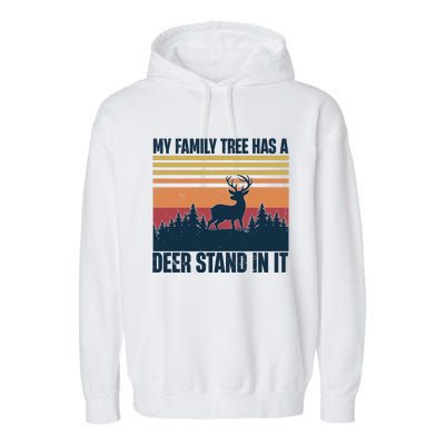 My Family Tree Has A Deer Stand In It Vintage Deer Hunting Premium Garment-Dyed Fleece Hoodie