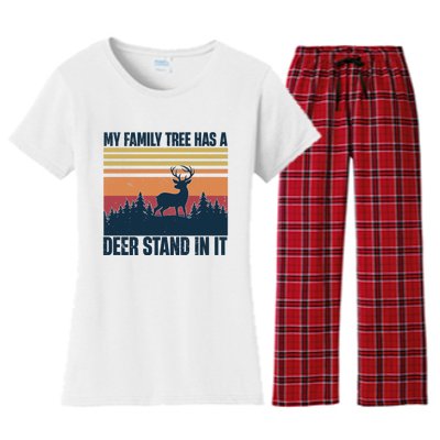 My Family Tree Has A Deer Stand In It Vintage Deer Hunting Premium Women's Flannel Pajama Set