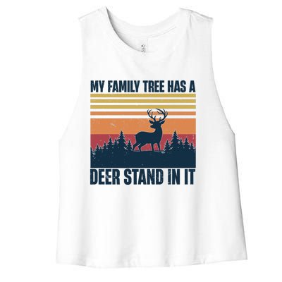 My Family Tree Has A Deer Stand In It Vintage Deer Hunting Premium Women's Racerback Cropped Tank