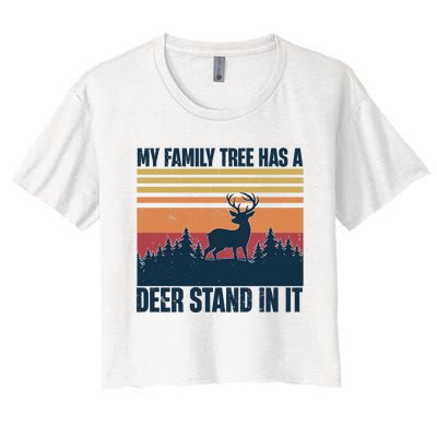 My Family Tree Has A Deer Stand In It Vintage Deer Hunting Premium Women's Crop Top Tee