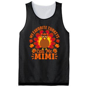 My Favorite Turkeys Call Me Mimi Funny Thanksgiving Mesh Reversible Basketball Jersey Tank