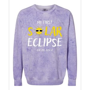 My First Total Solar Eclipse April 8th Colorblast Crewneck Sweatshirt