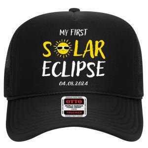 My First Total Solar Eclipse April 8th High Crown Mesh Back Trucker Hat