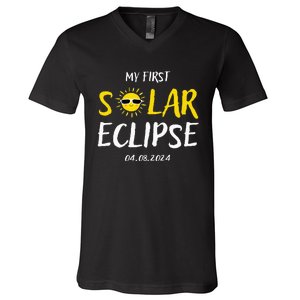 My First Total Solar Eclipse April 8th V-Neck T-Shirt