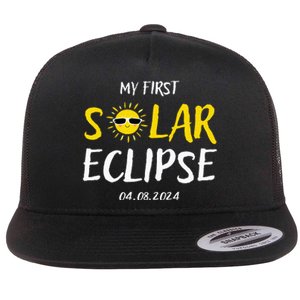 My First Total Solar Eclipse April 8th Flat Bill Trucker Hat